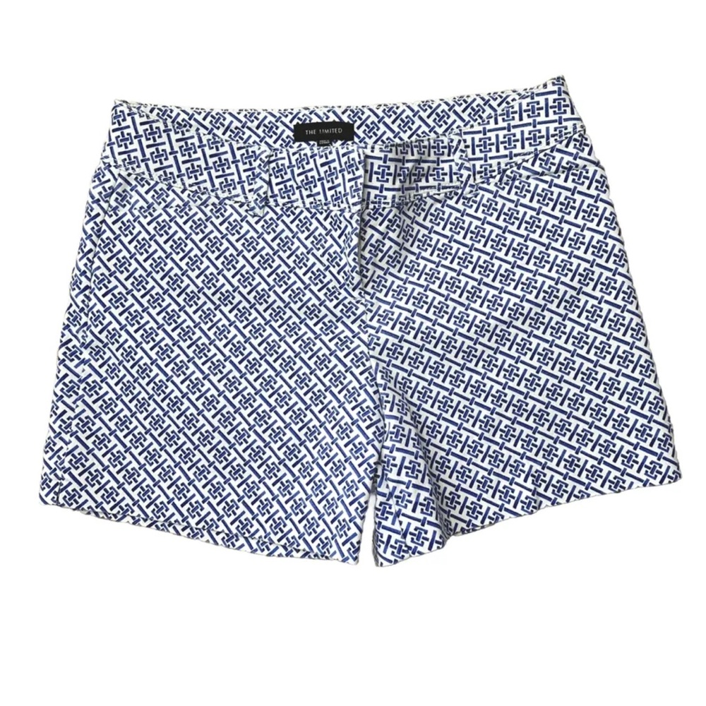 The Limited Shorts Womens Size 6 Blue Geometric Cotton Stretch Back Pockets